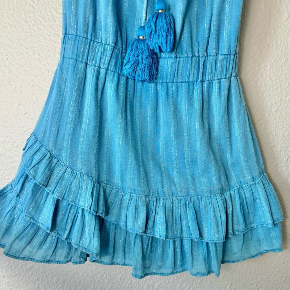 Karina Grimaldi Revolve Blue Daisey Metallic Ruffled Mini Dress Size XS - Picture 4 of 7